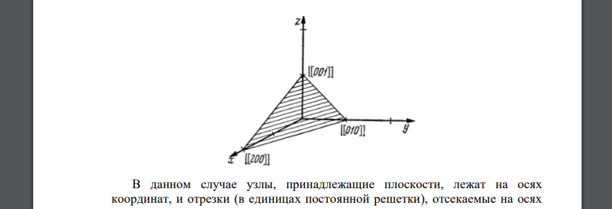 Написать индексы Миллера для плоскостей, содержащих узлы с кристаллографическими индексами [[100]], [[010]], [[ 001]]. Дано