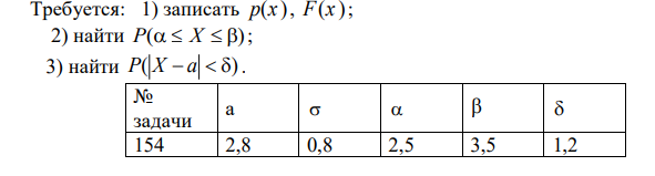 СВ Х распределена по нормальному закону с математическим ожиданием а и средним квадратическим отклонением . Требуется: 1) записать p(x ), F(x ) ; 2)