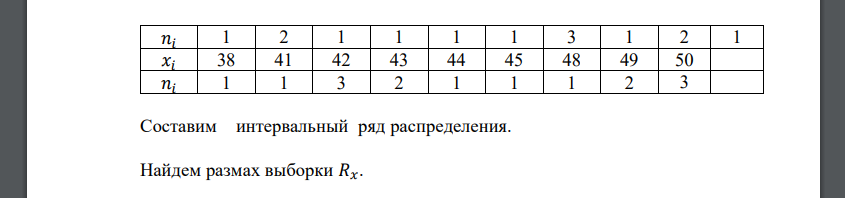 Из генеральной совокупности 𝑋, распределенной по нормальному закону, извлечена выборка. Составить статистический