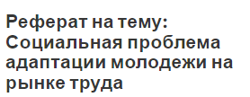 Реферат на тему: Социальная проблема адаптации молодежи на рынке труда