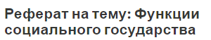 Реферат на тему: Функции социального государства