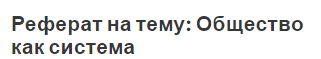 Реферат на тему: Общество как система