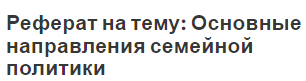 Реферат на тему: Основные направления семейной политики