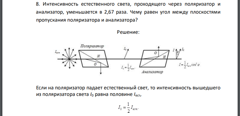 Интенсивность через поляризатор. Интенсивность через поляризатор