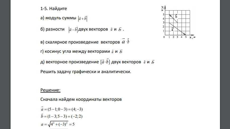 Найти модуль двух векторов