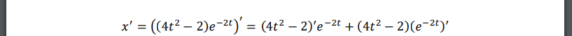Координата точки, движущейся по прямой линии, меняется со временем t по закону 𝑥 = (4𝑡 2 − 2)𝑒 −2𝑡 , где x и t измеряются в метрах и секундах соответственно