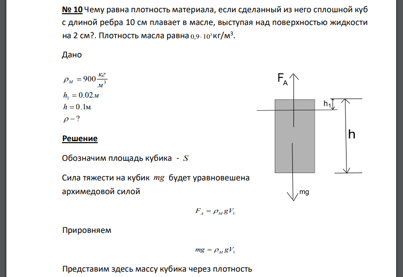 Сплошной кубик ребром 10 см