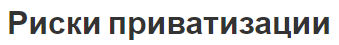 Риски приватизации - концепция и особенности