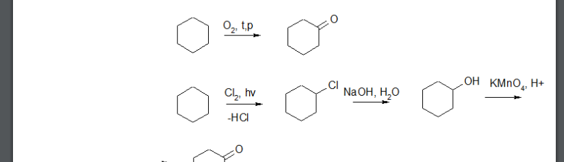 Синтезируйте циклогексанон из циклогексана (2 метода) и напишите для полученного кетона реакции с:
