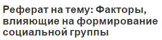 Реферат на тему: Факторы, влияющие на формирование социальной группы