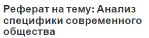 Реферат на тему: Анализ специфики современного общества