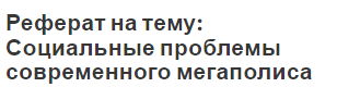 Реферат на тему: Социальные проблемы современного мегаполиса