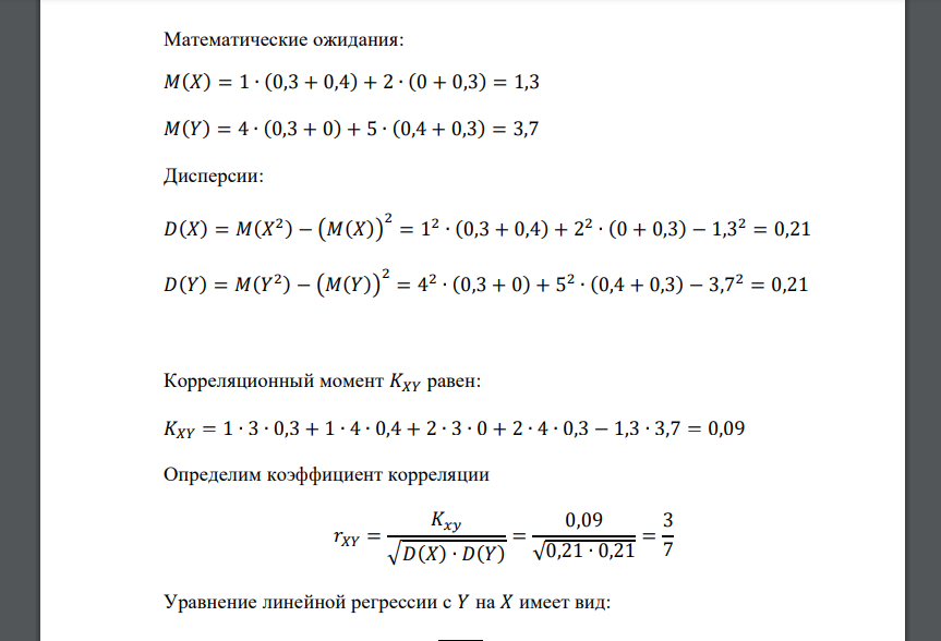 Найти выборочное уравнение прямой линии регрессии 𝑌 на 𝑋 по данным корреляционной таблицы. 𝑋 𝑌