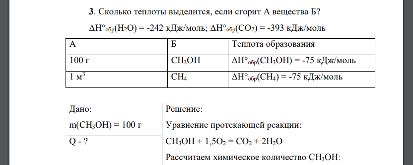 Сколько теплоты выделится, если сгорит А вещества Б?