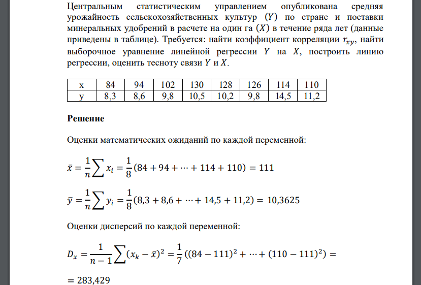 Центральным статистическим управлением опубликована средняя урожайность сельскохозяйственных культур (𝑌) по стране и поставки минеральных удобрений в расчете