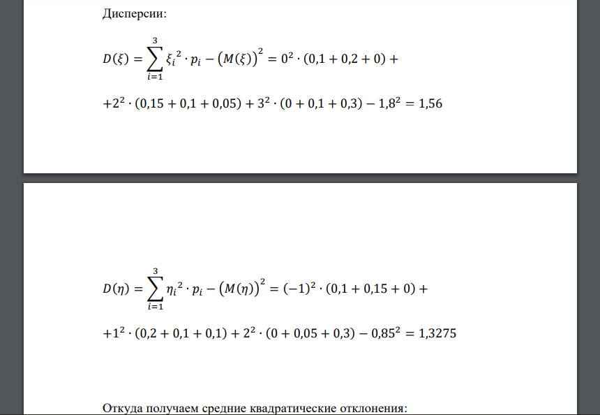Найти коэффициент корреляции 𝜌(𝜉, 𝜂) случайных величин со следующим совместным распределением