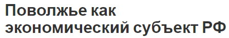 Поволжье как экономический субъект РФ - история, определение, география и состав