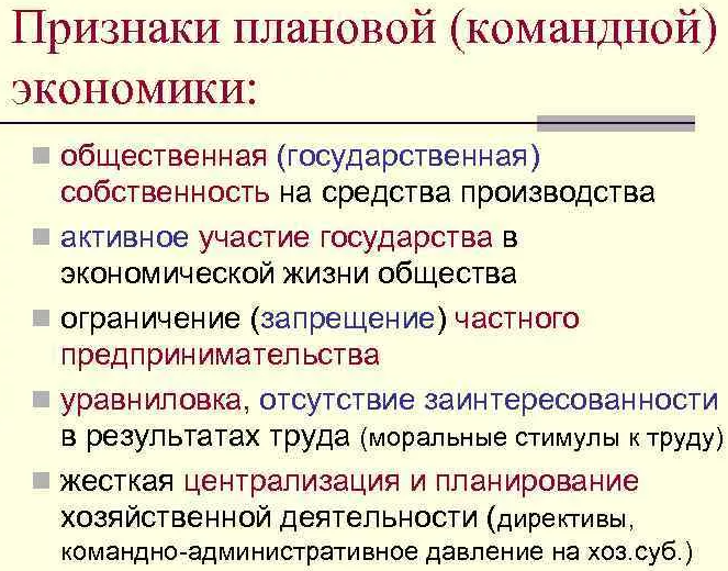 Признаки экономики планового типа - основные понятия, определение и виды