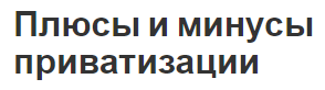 Плюсы и минусы приватизации - пути, сущность и концепция