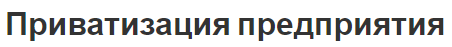 Приватизация предприятия - понятие, суть, методы и особенности