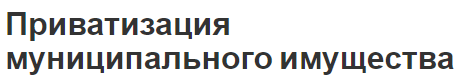 Приватизация муниципального имущества - концепция, сущность, субъекты и порядок приватизации