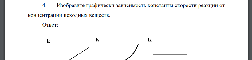 Изобразите графически зависимость константы скорости реакции от концентрации исходных веществ