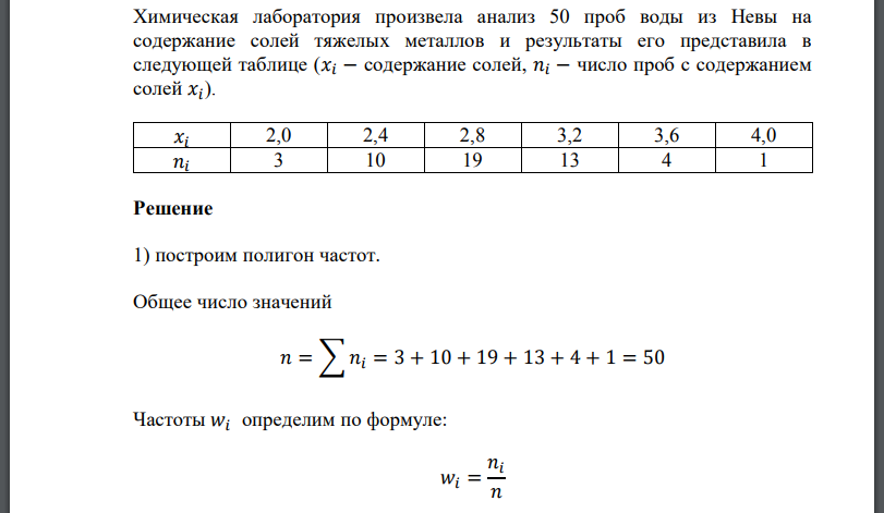 По заданному распределению выборки: 1) постройте полигон частот; 2) вычислите выборочное среднее 𝑥̅, выборочную