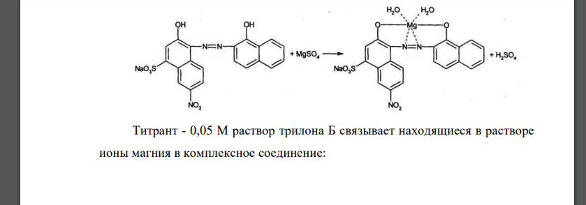 Приведите уравнения реакций количественного определения магния сульфата (Mr 246,48) в растворе