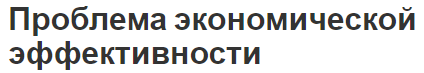 Проблема экономической эффективности - теория и эффективность