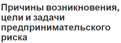 Причины возникновения, цели и задачи предпринимательского риска - характеристики и суть