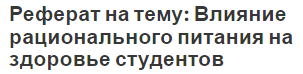 Реферат на тему: Влияние рационального питания на здоровье студентов