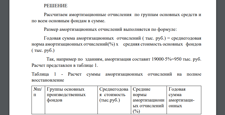 Используя нижеприведенные данные промышленного предприятия, определите: - амортизационные отчисления по каждой