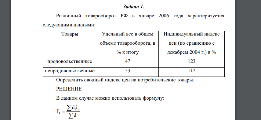 Розничный товарооборот РФ в январе 2006 года характеризуется следующими данными