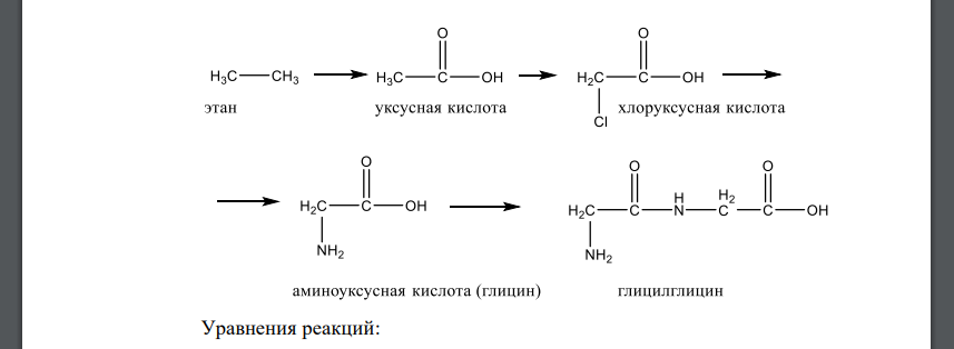 Составьте схему получения глицилглицина из этана. Запишите уравнения реакций по схеме и вычислите массу образовавшегося дипептида