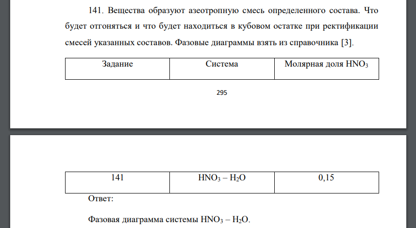 Вещества образуют азеотропную смесь определенного состава. Что будет отгоняться и что будет находиться в кубовом остатке при