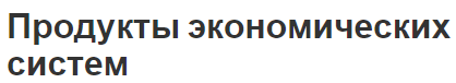 Продукты экономических систем - классификация и общие понятия