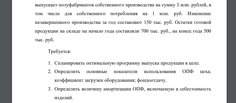 Мощность предприятия по производству изделия А равна М =160 тыс. шт. В механическом цехе установлен 120 станков