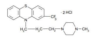 Напишите формулу ЛС, исходя из химического названия: 10-[3-(4- метилпиперазин-1-ил)пропил]-2-(трифторметил)-10H-фенотиазина дигидрохлорид