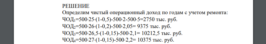 Рассчитать стоимость офисного помещения, данные в таблице. Безрисковая ставка составляет 7,5%, премия за риск вложения в недвижимость