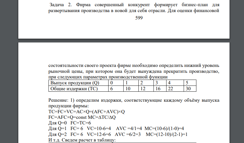 Фирма совершенный конкурент формирует бизнес-план для развертывания производства в новой для себя отрасли