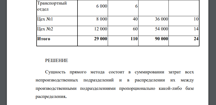 Распределите затраты между производственными подразделениями и определите совокупные затраты каждого производственного сегмента, используя: А) метод прямого распределения (дайте обоснование