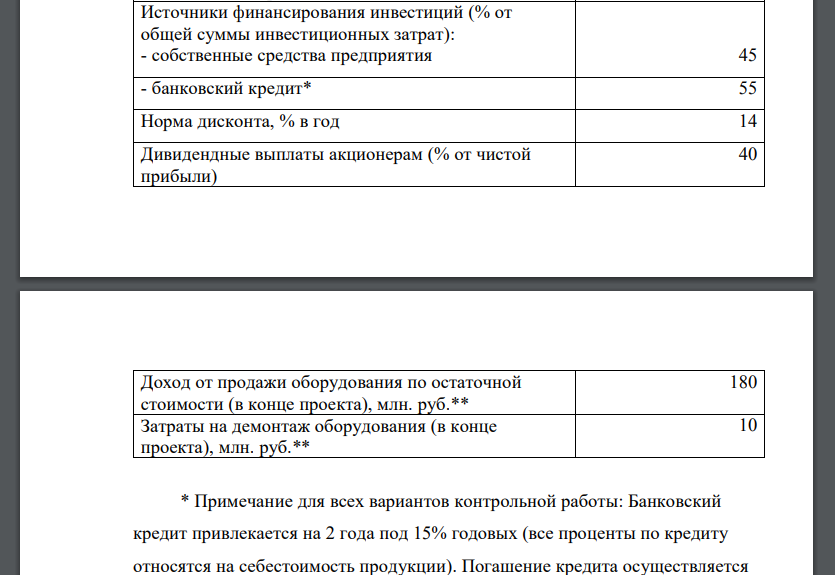 Составить прогноз финансовых результатов по инвестиционному проекту и сделать вывод о прибыльности и рентабельности