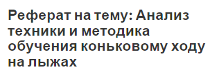 Реферат на тему: Анализ техники и методика обучения коньковому ходу на лыжах