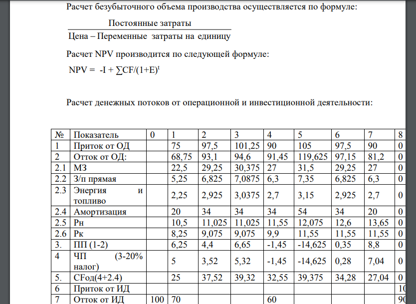 Инвестиционный проект по созданию предприятия для производства продукции А по цене 1 руб. рассчитан на 8 лет