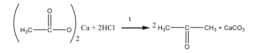 Установите строение соединения формулы С2Н3OCl, которое при нагревании с водным раствором Ca(ОН)2 превращается в соединение С4Н6O4Ca, последнее вещество при пиролизе образует ацетон