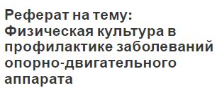 Реферат на тему: Физическая культура в профилактике заболеваний опорно-двигательного аппарата