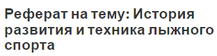 Реферат на тему: История развития и техника лыжного спорта