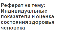 Реферат на тему: Индивидуальные показатели и оценка состояния здоровья человека