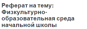 Реферат на тему: Физкультурно-образовательная среда начальной школы