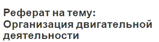 Реферат на тему: Организация двигательной деятельности